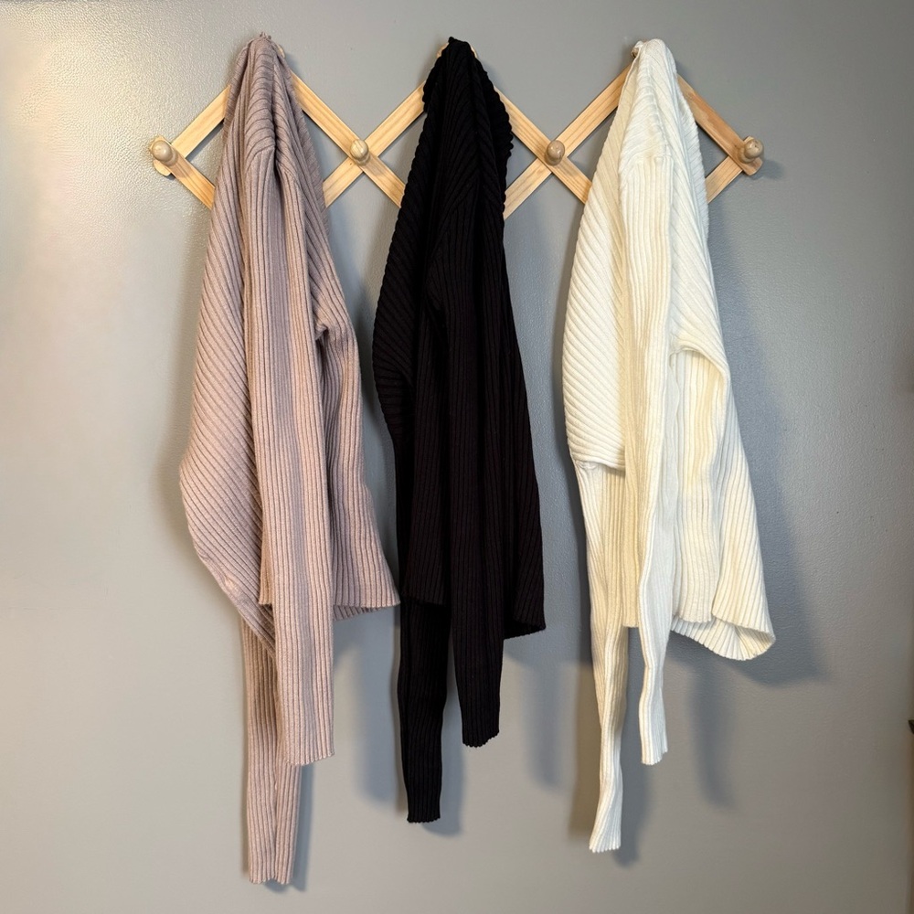 SHEIN | Mock Neck Stretch Ribbed Knit Sweaters